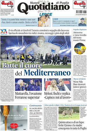 Prima pagina Nuovo Quotidiano di Puglia (Lecce) di oggi - Quotidiano regionale