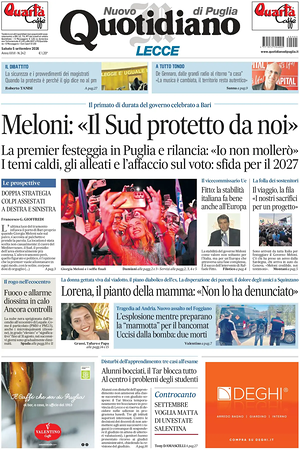 Prima pagina Nuovo Quotidiano di Puglia (Lecce) di oggi - Quotidiano regionale