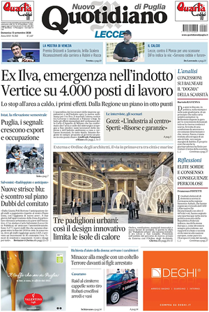Prima pagina Nuovo Quotidiano di Puglia (Lecce) di oggi - Quotidiano regionale