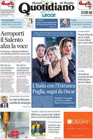 Prima pagina Nuovo Quotidiano di Puglia (Lecce) di oggi - Quotidiano regionale
