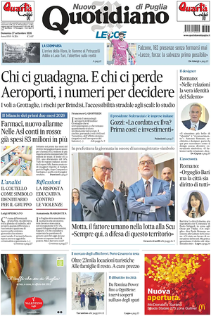 Prima pagina Nuovo Quotidiano di Puglia (Lecce) di oggi - Quotidiano regionale