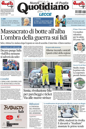 Prima pagina Nuovo Quotidiano di Puglia (Lecce) di oggi - Quotidiano regionale