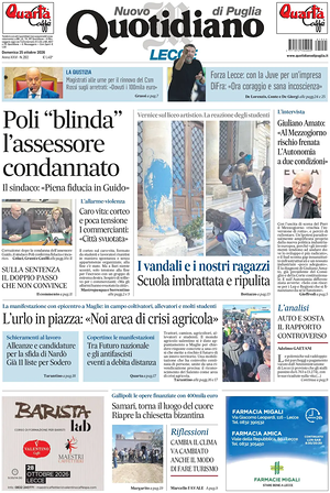 Prima pagina Nuovo Quotidiano di Puglia (Lecce) di oggi - Quotidiano regionale