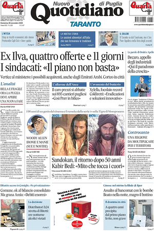 Prima pagina Nuovo Quotidiano di Puglia (Taranto) di oggi - Quotidiano regionale