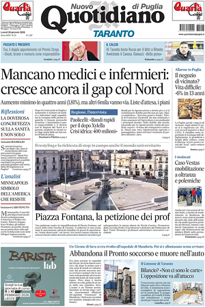 Prima pagina Nuovo Quotidiano di Puglia (Taranto) di oggi - Quotidiano regionale