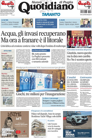 Prima pagina Nuovo Quotidiano di Puglia (Taranto) di oggi - Quotidiano regionale