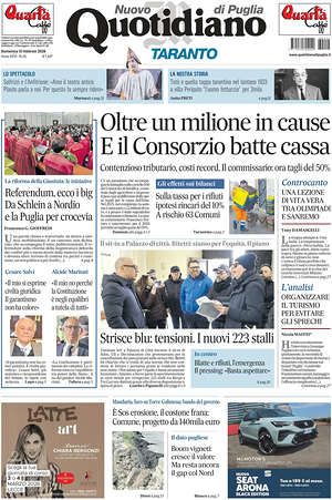 Prima pagina Nuovo Quotidiano di Puglia (Taranto) di oggi - Quotidiano regionale