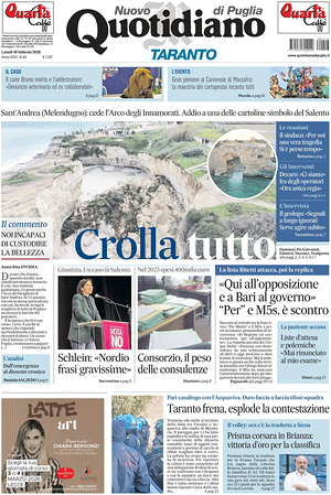 Prima pagina Nuovo Quotidiano di Puglia (Taranto) di oggi - Quotidiano regionale