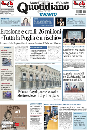 Prima pagina Nuovo Quotidiano di Puglia (Taranto) di oggi - Quotidiano regionale