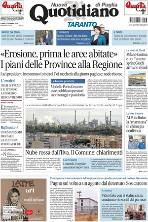 Prima pagina Nuovo Quotidiano di Puglia (Taranto) di oggi - Quotidiano regionale