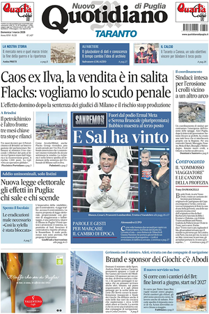 Prima pagina Nuovo Quotidiano di Puglia (Taranto) di oggi - Quotidiano regionale