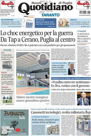Prima pagina Nuovo Quotidiano di Puglia (Taranto) di oggi - Quotidiano regionale