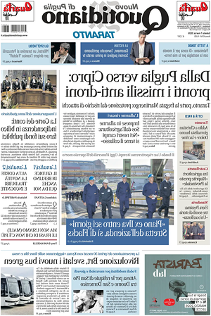 Prima pagina Nuovo Quotidiano di Puglia (Taranto) di oggi - Quotidiano regionale