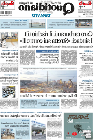 Prima pagina Nuovo Quotidiano di Puglia (Taranto) di oggi - Quotidiano regionale