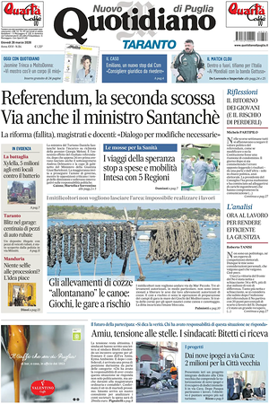 Prima pagina Nuovo Quotidiano di Puglia (Taranto) di oggi - Quotidiano regionale