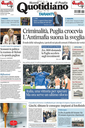 Prima pagina Nuovo Quotidiano di Puglia (Taranto) di oggi - Quotidiano regionale