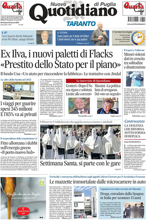 Prima pagina Nuovo Quotidiano di Puglia (Taranto) di oggi - Quotidiano regionale