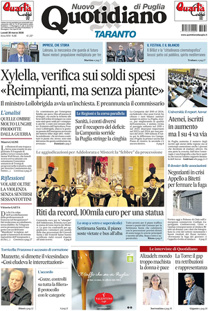 Prima pagina Nuovo Quotidiano di Puglia (Taranto) di oggi - Quotidiano regionale