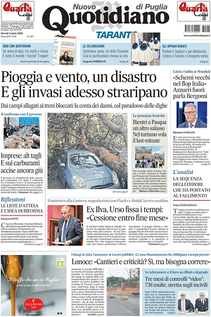 Prima pagina Nuovo Quotidiano di Puglia (Taranto) di oggi - Quotidiano regionale
