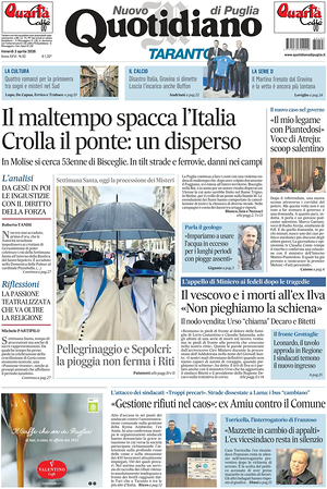 Prima pagina Nuovo Quotidiano di Puglia (Taranto) di oggi - Quotidiano regionale