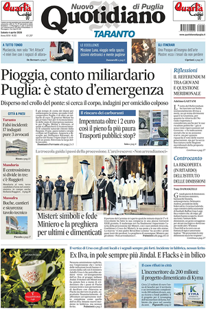 Prima pagina Nuovo Quotidiano di Puglia (Taranto) di oggi - Quotidiano regionale