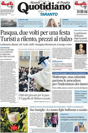Prima pagina Nuovo Quotidiano di Puglia (Taranto) di oggi - Quotidiano regionale