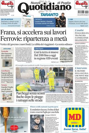 Prima pagina Nuovo Quotidiano di Puglia (Taranto) di oggi - Quotidiano regionale