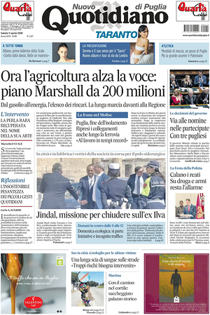 Prima pagina Nuovo Quotidiano di Puglia (Taranto) di oggi - Quotidiano regionale