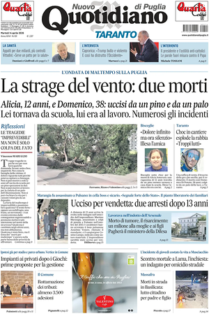 Prima pagina Nuovo Quotidiano di Puglia (Taranto) di oggi - Quotidiano regionale