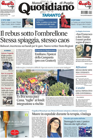 Prima pagina Nuovo Quotidiano di Puglia (Taranto) di oggi - Quotidiano regionale