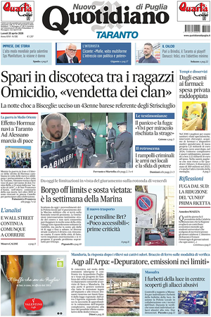Prima pagina Nuovo Quotidiano di Puglia (Taranto) di oggi - Quotidiano regionale