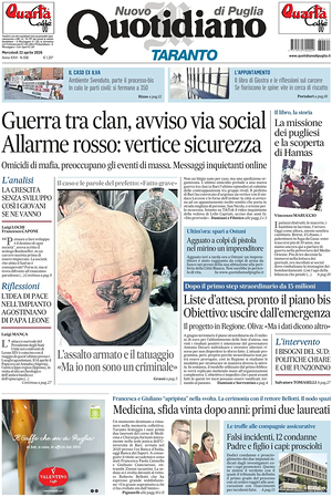 Prima pagina Nuovo Quotidiano di Puglia (Taranto) di oggi - Quotidiano regionale