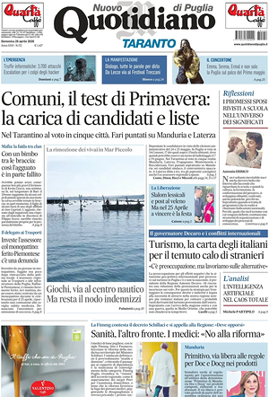 Prima pagina Nuovo Quotidiano di Puglia (Taranto) di oggi - Quotidiano regionale