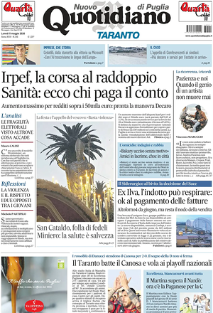Prima pagina Nuovo Quotidiano di Puglia (Taranto) di oggi - Quotidiano regionale
