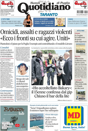 Prima pagina Nuovo Quotidiano di Puglia (Taranto) di oggi - Quotidiano regionale