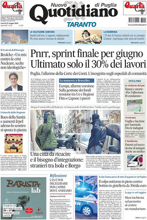 Prima pagina Nuovo Quotidiano di Puglia (Taranto) di oggi - Quotidiano regionale