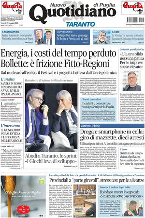 Prima pagina Nuovo Quotidiano di Puglia (Taranto) di oggi - Quotidiano regionale
