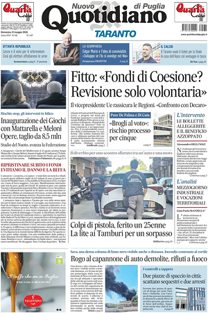 Prima pagina Nuovo Quotidiano di Puglia (Taranto) di oggi - Quotidiano regionale