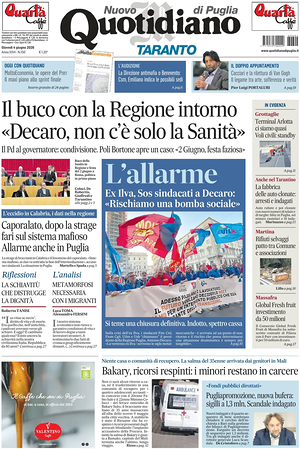 Prima pagina Nuovo Quotidiano di Puglia (Taranto) di oggi - Quotidiano regionale