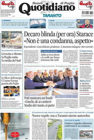 Prima pagina Nuovo Quotidiano di Puglia (Taranto) di oggi - Quotidiano regionale