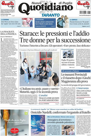 Prima pagina Nuovo Quotidiano di Puglia (Taranto) di oggi - Quotidiano regionale