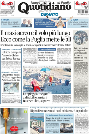 Prima pagina Nuovo Quotidiano di Puglia (Taranto) di oggi - Quotidiano regionale