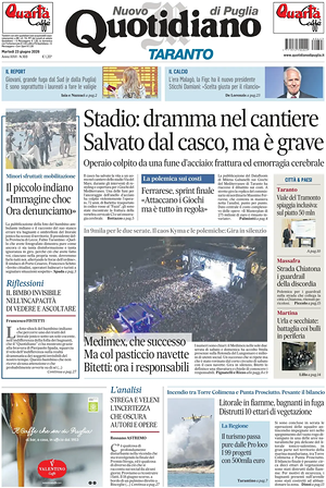 Prima pagina Nuovo Quotidiano di Puglia (Taranto) di oggi - Quotidiano regionale