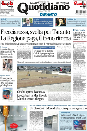 Prima pagina Nuovo Quotidiano di Puglia (Taranto) di oggi - Quotidiano regionale