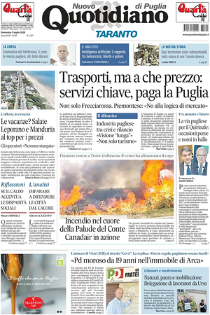 Prima pagina Nuovo Quotidiano di Puglia (Taranto) di oggi - Quotidiano regionale