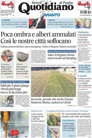 Prima pagina Nuovo Quotidiano di Puglia (Taranto) di oggi - Quotidiano regionale