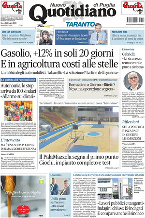 Prima pagina Nuovo Quotidiano di Puglia (Taranto) di oggi - Quotidiano regionale