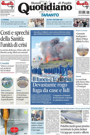 Prima pagina Nuovo Quotidiano di Puglia (Taranto) di oggi - Quotidiano regionale