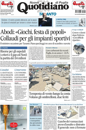 Prima pagina Nuovo Quotidiano di Puglia (Taranto) di oggi - Quotidiano regionale