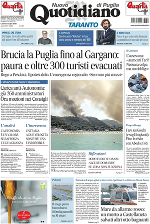 Prima pagina Nuovo Quotidiano di Puglia (Taranto) di oggi - Quotidiano regionale